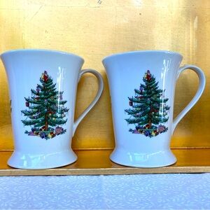 (2) Spode Christmas Tree Mugs